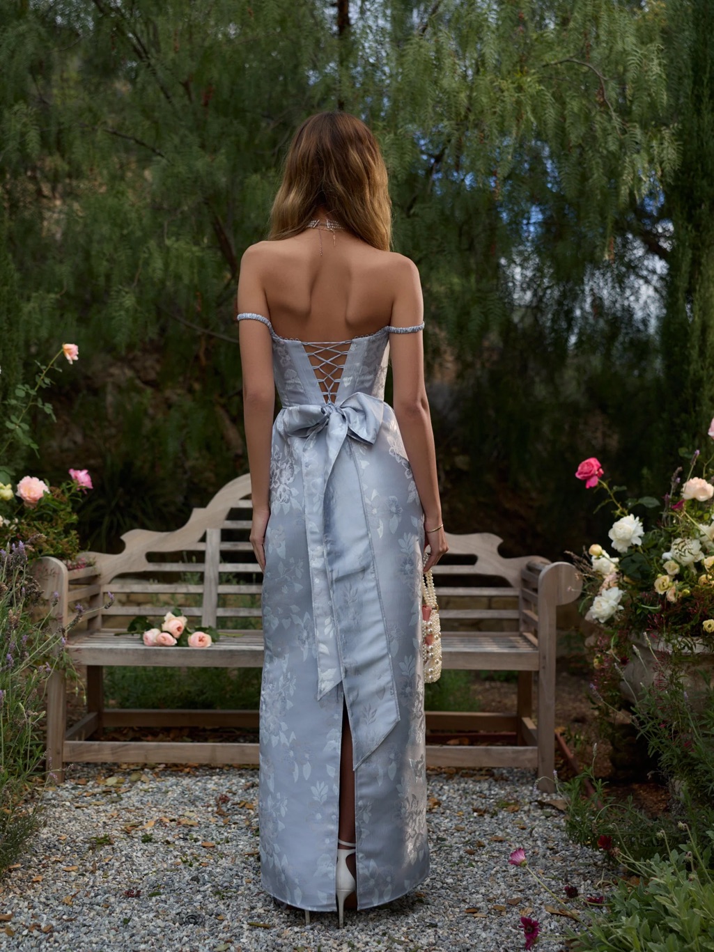 V. Chapman - The Cheryl Dress In Icelandic Blue Baroque Floral — image 3 of 5